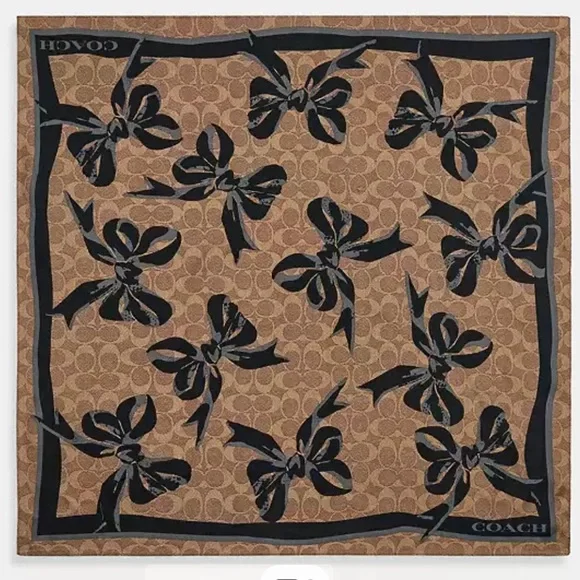 Coach Signature Bow Print Silk Bandana nwt in packaging - Picture 1 of 3